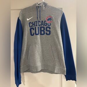 Nike Gray and Blue Chicago Cubs Men's Hoodie
